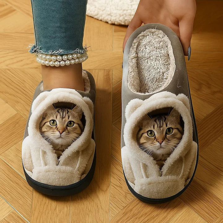 Marren - Comode Pantofole Slip On Con Motivo 3D a Forma Di Muso Di Gatto