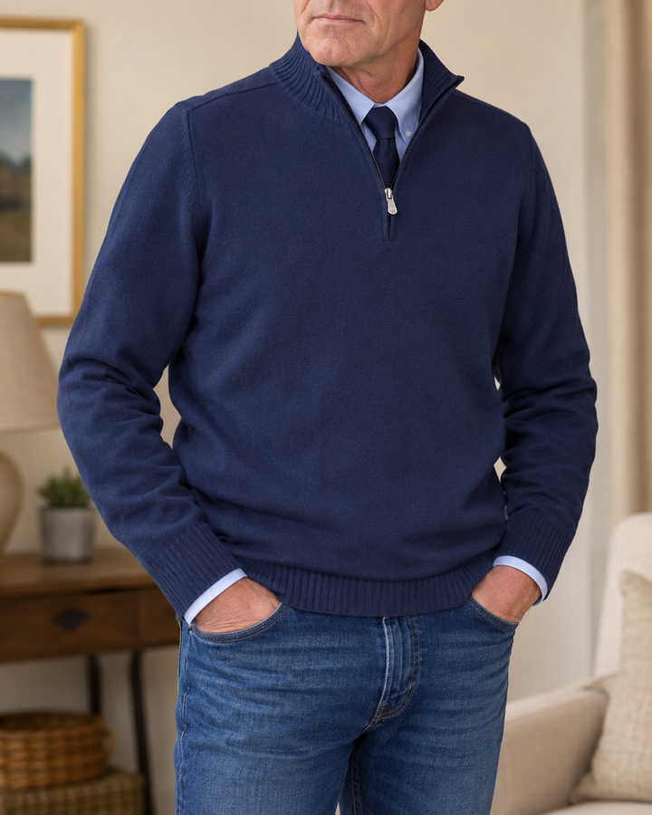 Abdel - Maglione a Maniche Lunghe Con Zip a UN Quarto
