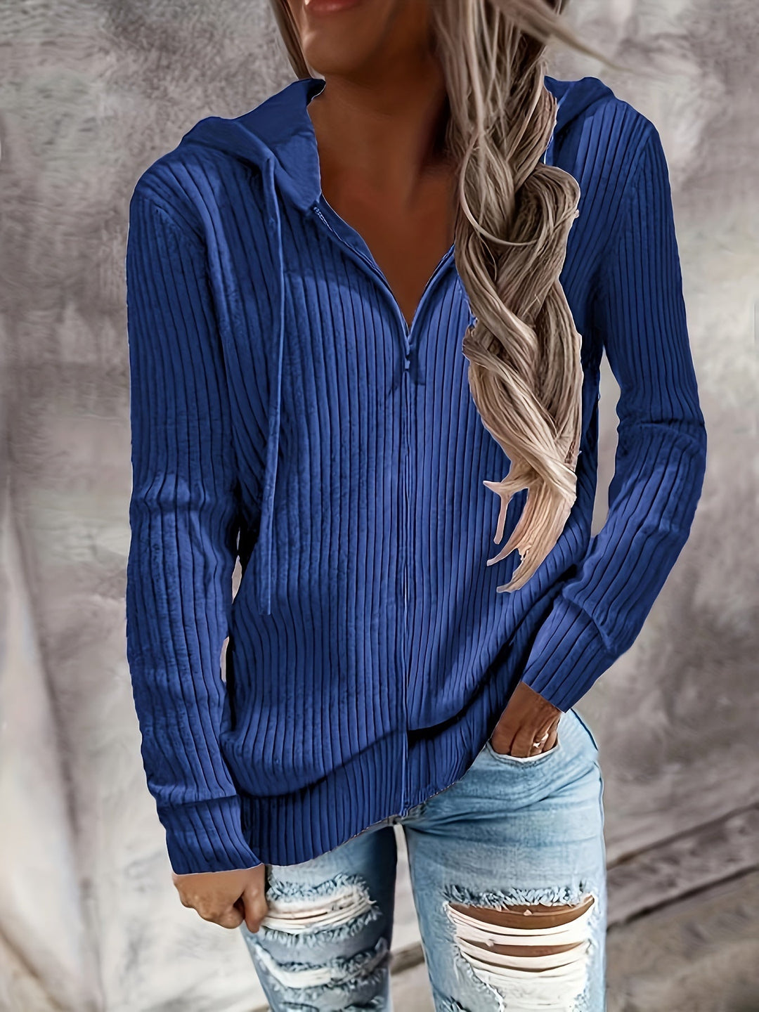 Bibigul - Cardigan Con Cappuccio a Maniche Lunghe Vestibilità Ampia E Lavorazione a Costine