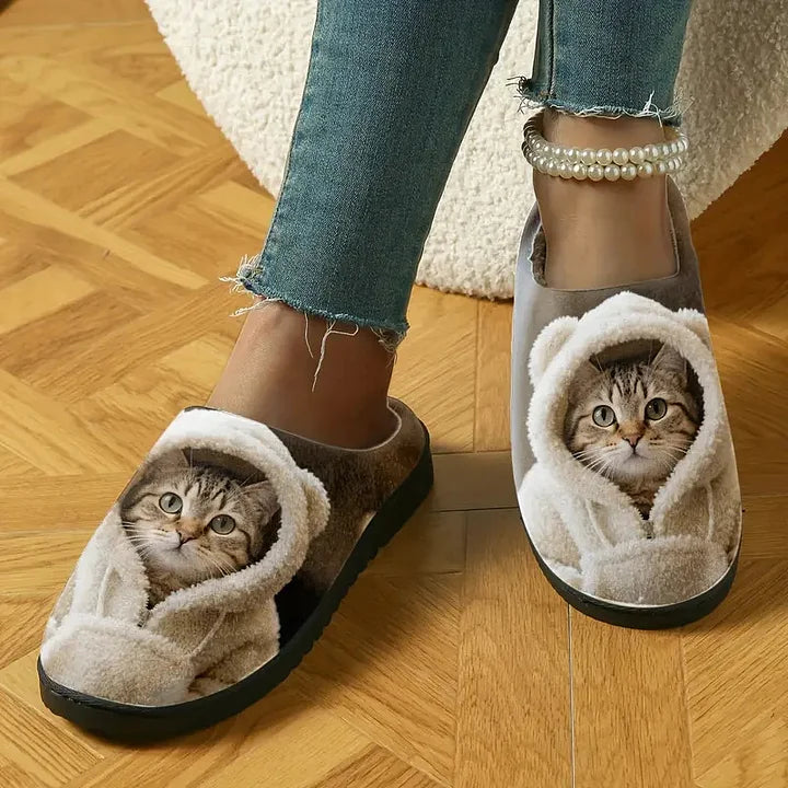 Marren - Comode Pantofole Slip On Con Motivo 3D a Forma Di Muso Di Gatto