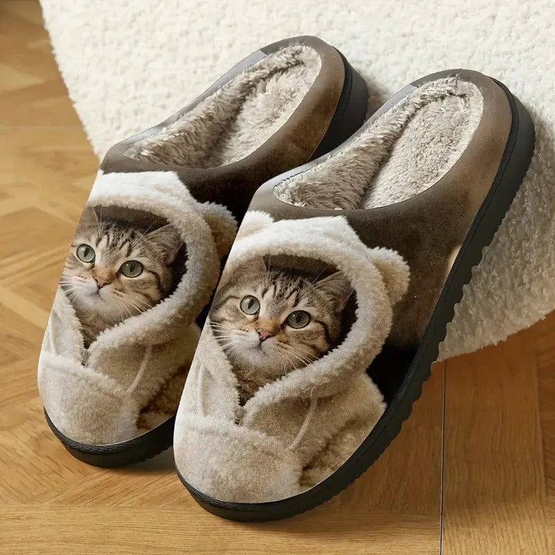 Marren - Comode Pantofole Slip On Con Motivo 3D a Forma Di Muso Di Gatto