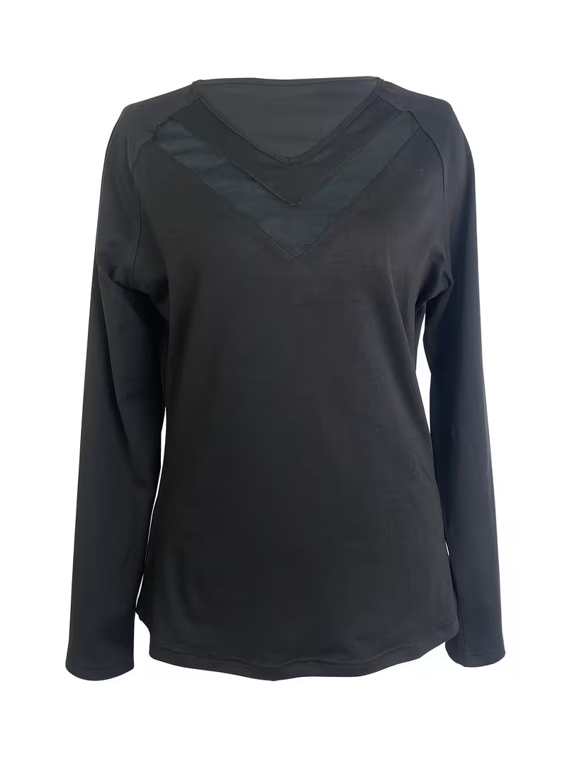 Mesha - Maglia a Maniche Lunghe Con Scollo a V E Inserti in Rete