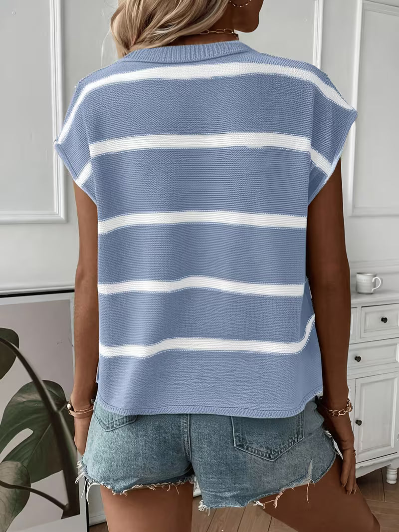 Enila - Maglione a Righe in Maglia Con Scollo Rotondo