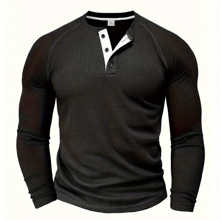 Jarik - Maglietta Henley a Maniche Lunghe Con Trama in Rilievo