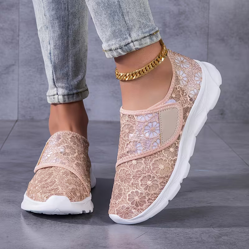Sabyne - Scarpe da Ginnastica Con Pizzo Floreale e Chiusura a Strappo