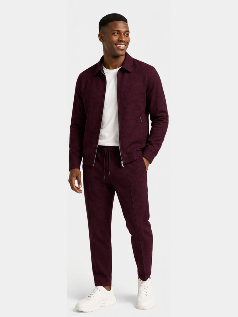 Tobiana - Set Composto Da Giacca Con ZIP a Trama Lavorata E Pantaloni Con Coulisse