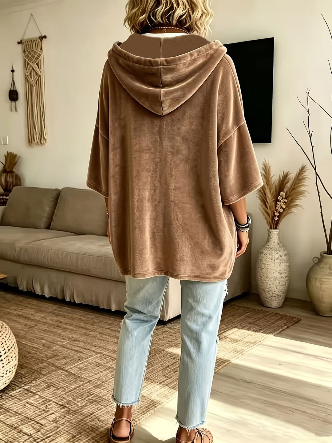 Missina - Felpa Con Cappuccio Oversize in Velluto Di Lusso