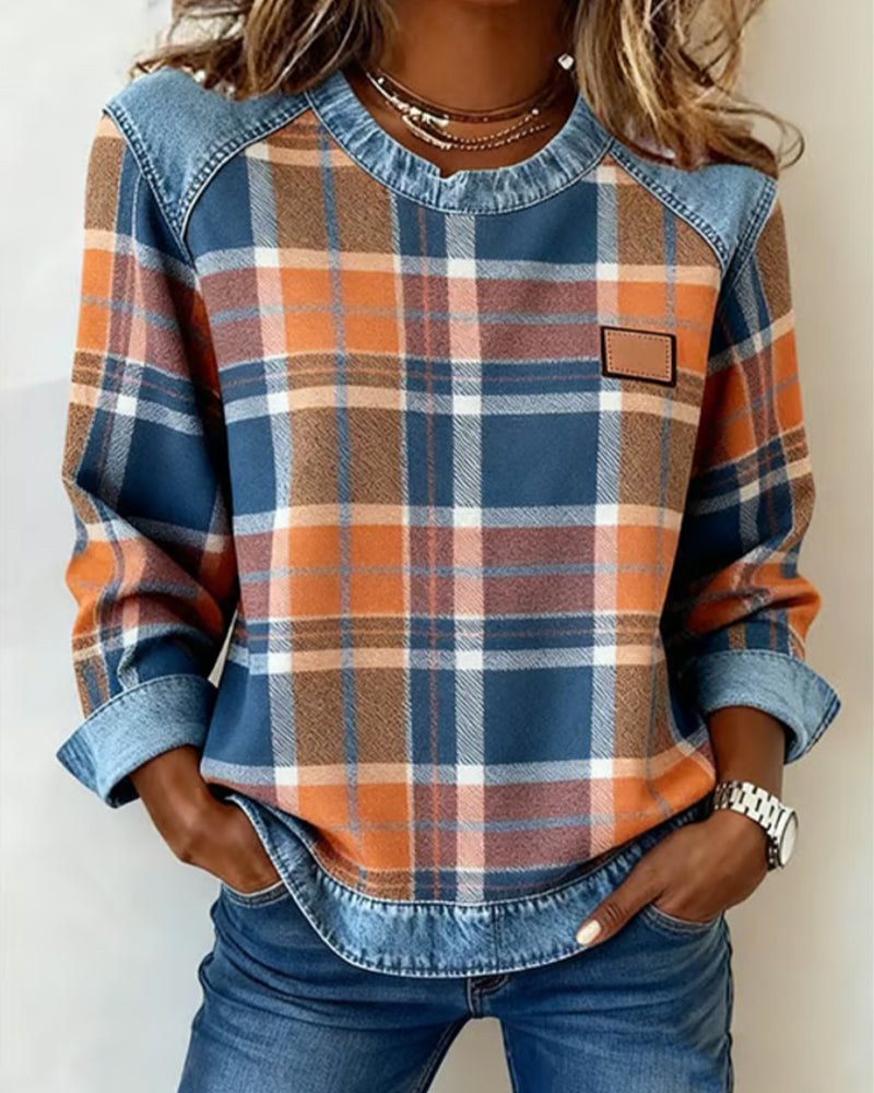 Zimilie - Top a Quadri Alla Moda