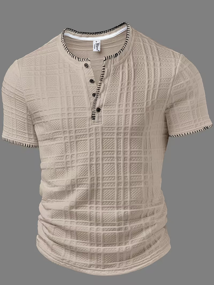 Layton - Maglietta Henley a Maniche Corte Con Effetto Testurizzato