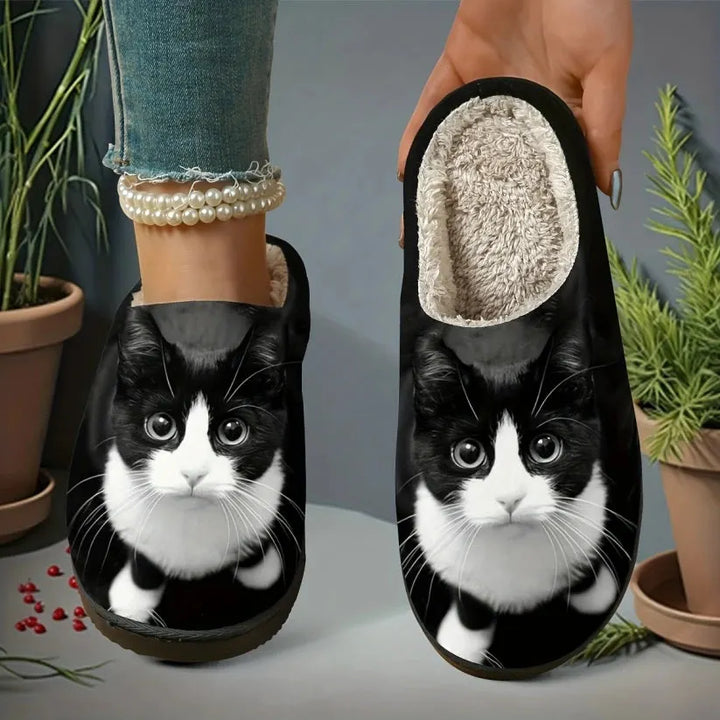 Miane - Eleganti Pantofole Con Stampa a Gatti