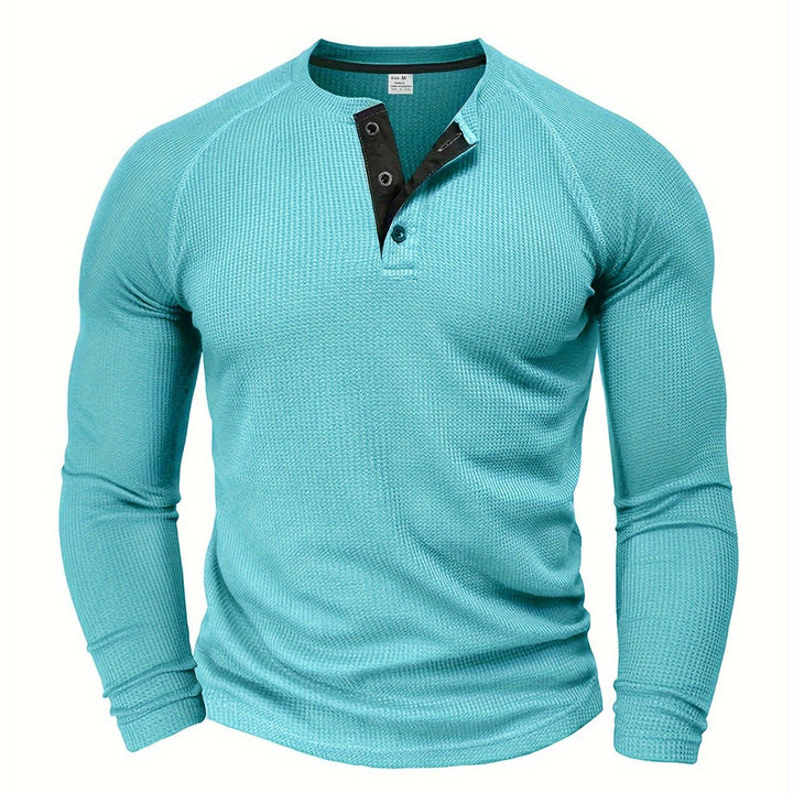Jarik - Maglietta Henley a Maniche Lunghe Con Trama in Rilievo