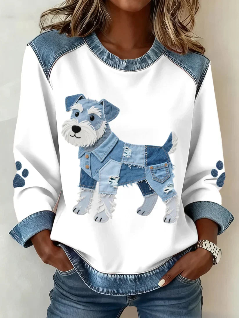 Lilah - Felpa Con Stampa Bassotto e Patchwork