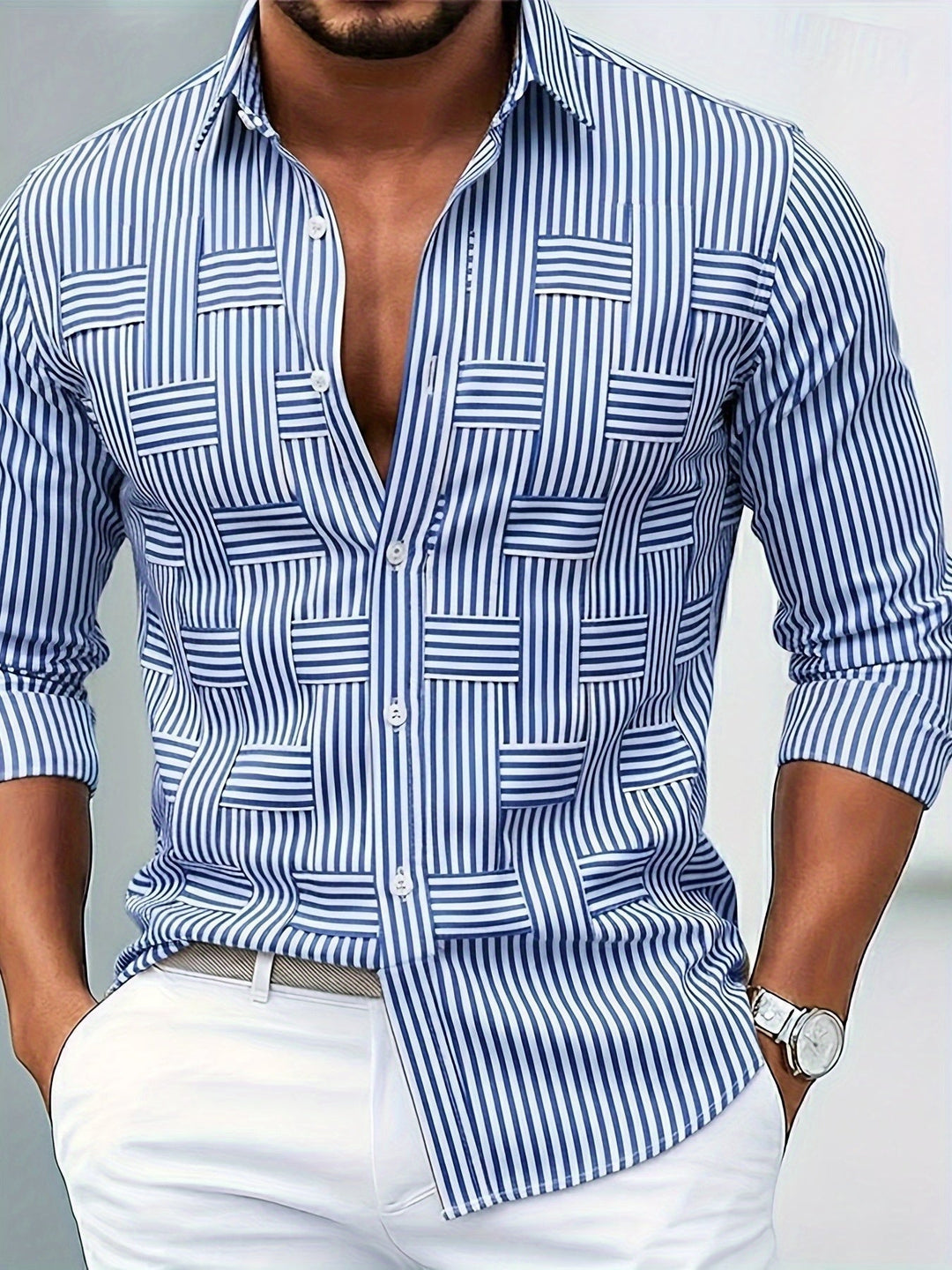 Emmerson - Camicia Vintage a Righe a Maniche Lunghe