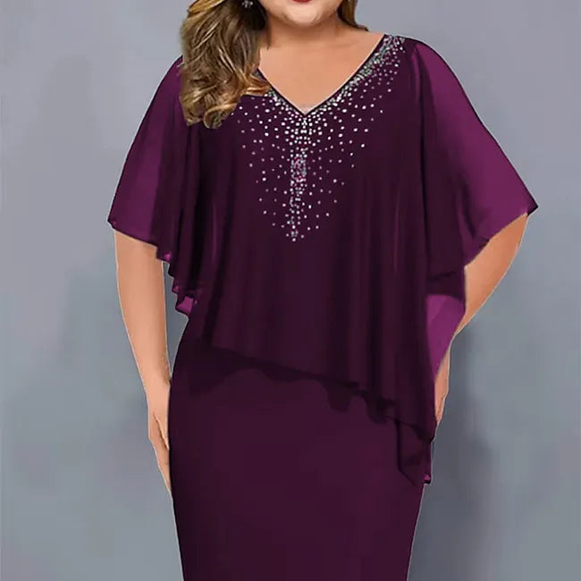 Amelie - Abito in Chiffon Con Scollo a V Impreziosito Da Strass