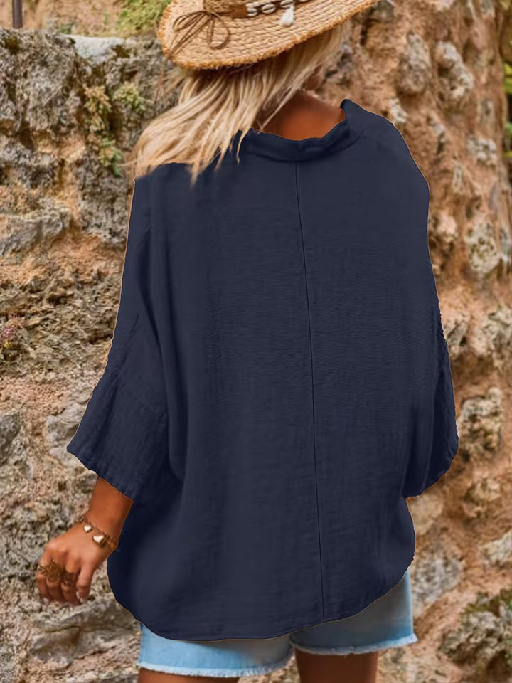 Lelina - Top Con Scollo a V E Maniche a Pipistrello