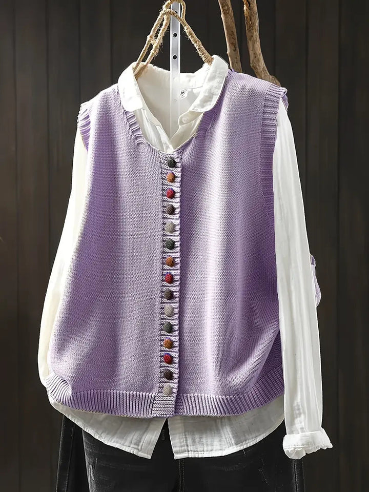 Toriana -  Gilet Lavorato a Maglia Senza Maniche