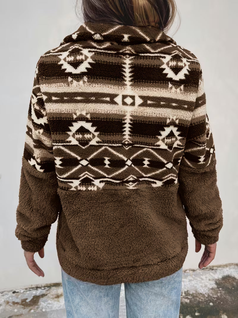 Limina - Felpa Teddy Con Motivo Geometrico E Mezza Zip