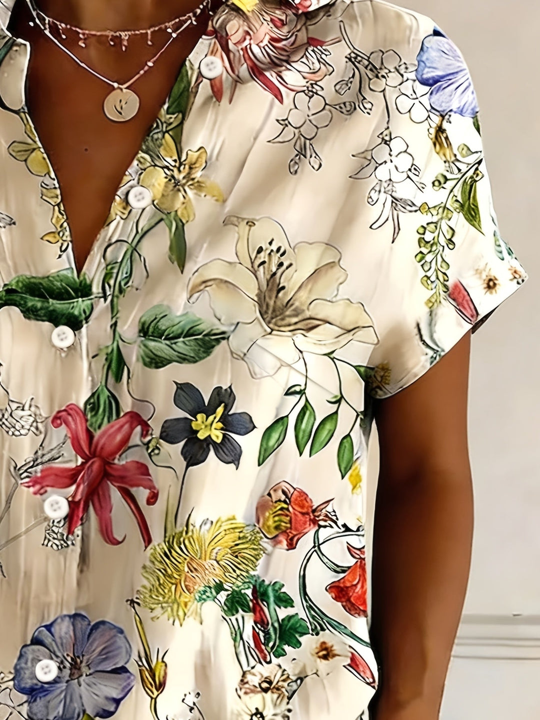 Nabilah - Top Casual a Maniche Corte Con Stampa Floreale