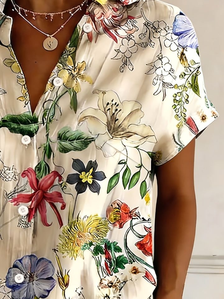 Nabilah - Top Casual a Maniche Corte Con Stampa Floreale