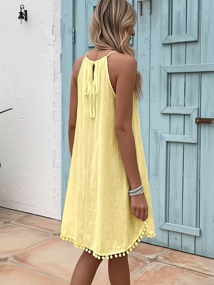 Shiena - Elegante Abito Con Scollo All'americana in Pizzo Lavorato All'uncinetto