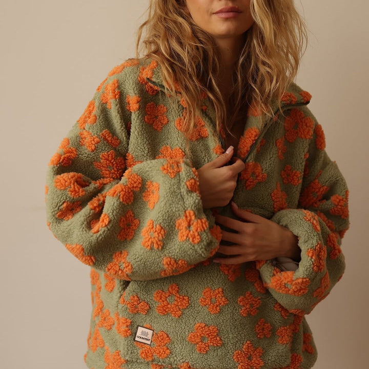 Yzella - Maglione in Pile con Stampa Floreale