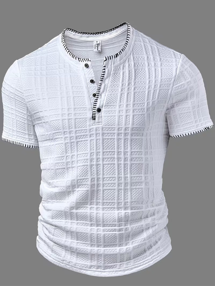 Layton - Maglietta Henley a Maniche Corte Con Effetto Testurizzato