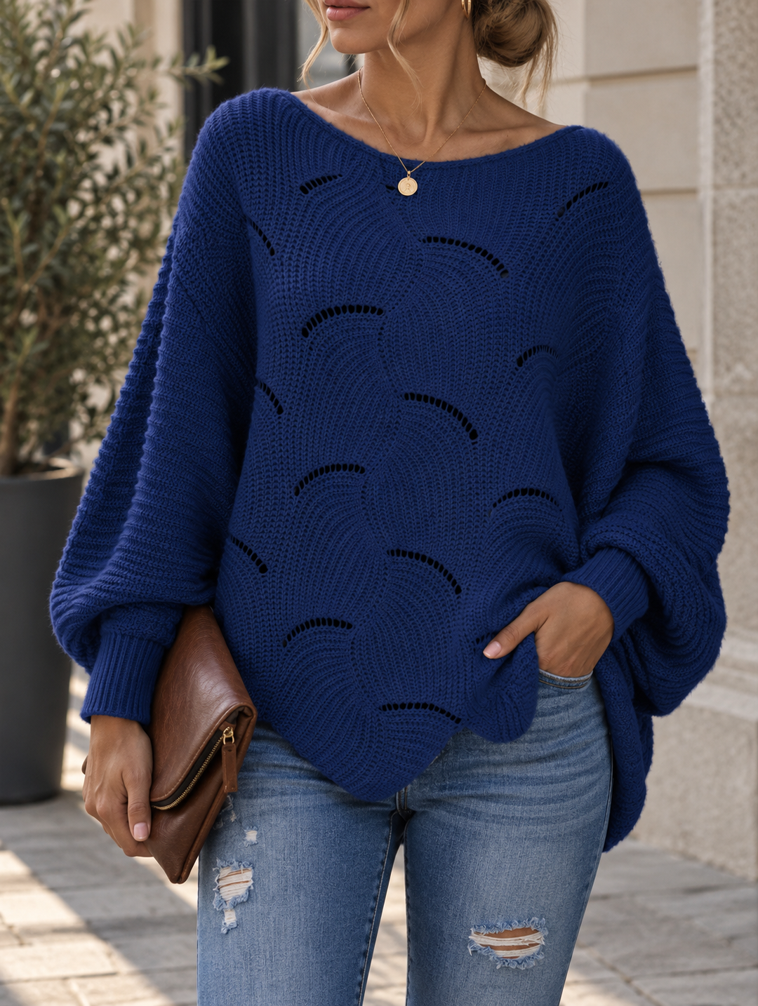 Zeyna - Maglione in Maglia a Maniche Lunghe