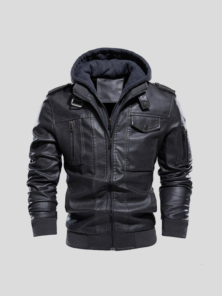 Edem - Giacca in Pelle Con Tasche Con Cerniera