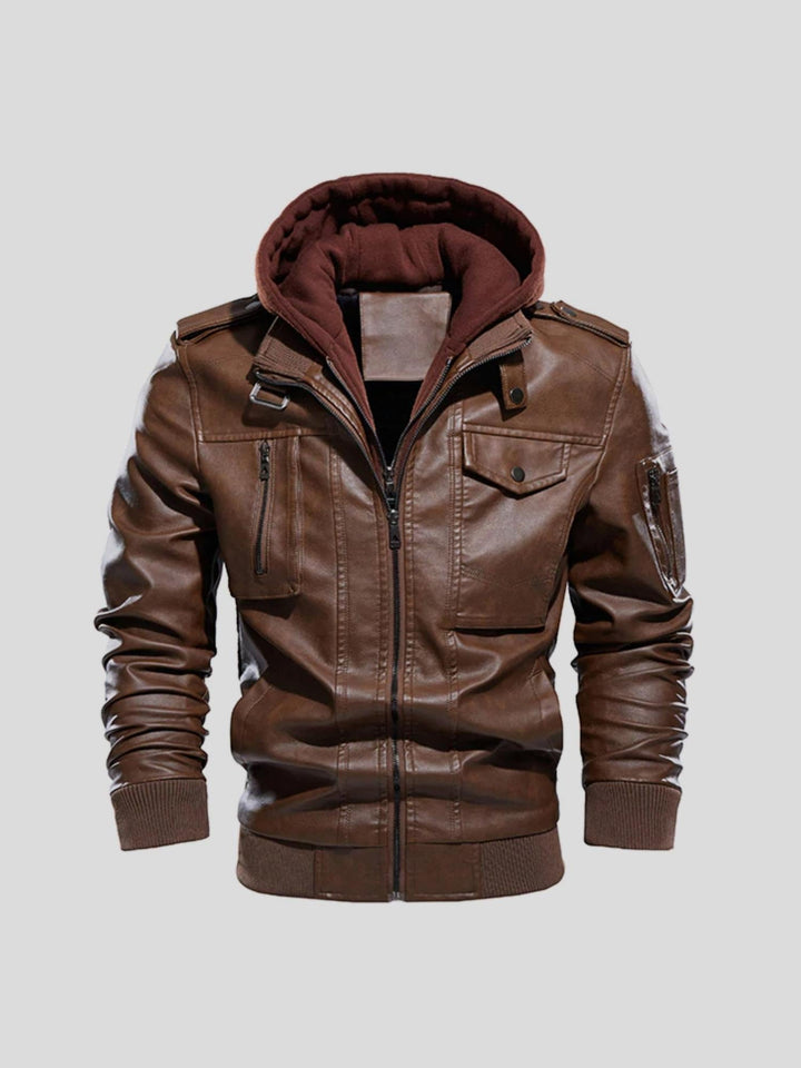 Edem - Giacca in Pelle Con Tasche Con Cerniera