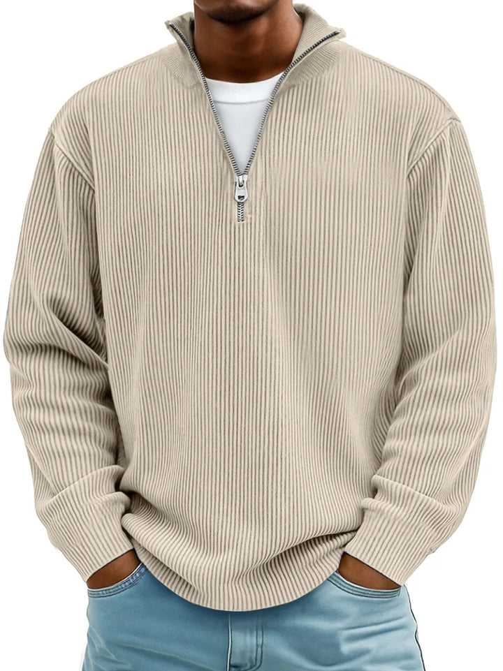 Trestan - Maglione a Maniche Lunghe con Zip a un Quarto e Lavorazione a Coste