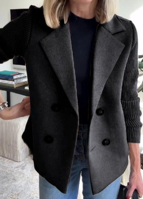 Nahide - Blazer con Maniche a Costine e Collo Con Revers