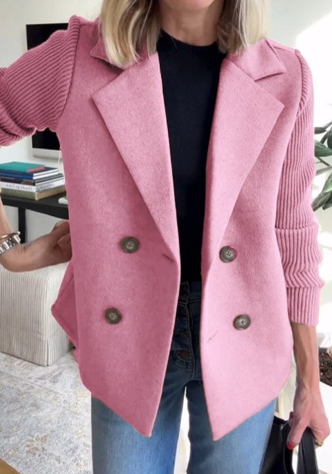 Nahide - Blazer con Maniche a Costine e Collo Con Revers