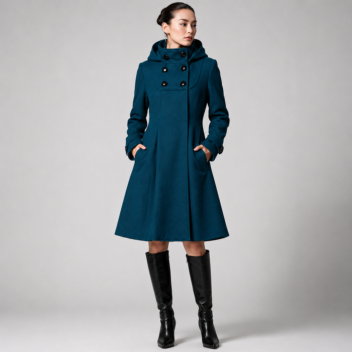 Khadidja - Cappotto Con Cappuccio E Doppiopetto