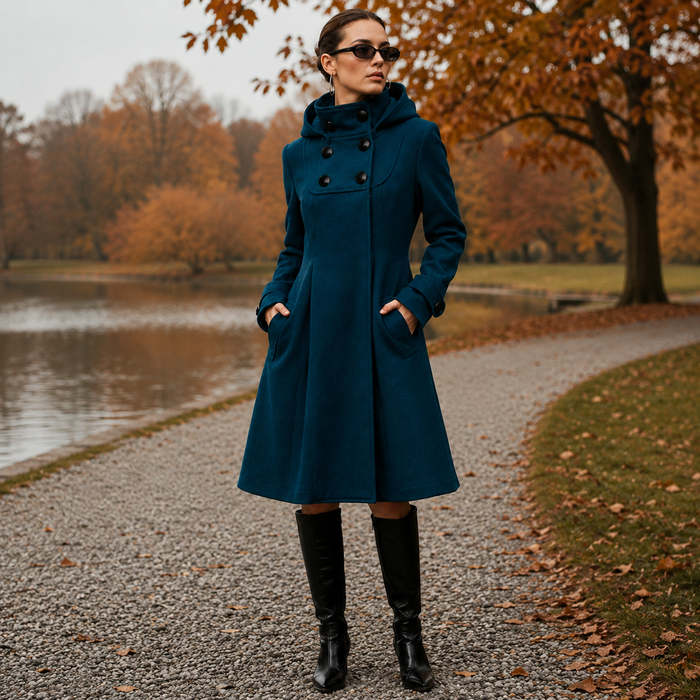 Khadidja - Cappotto Con Cappuccio E Doppiopetto