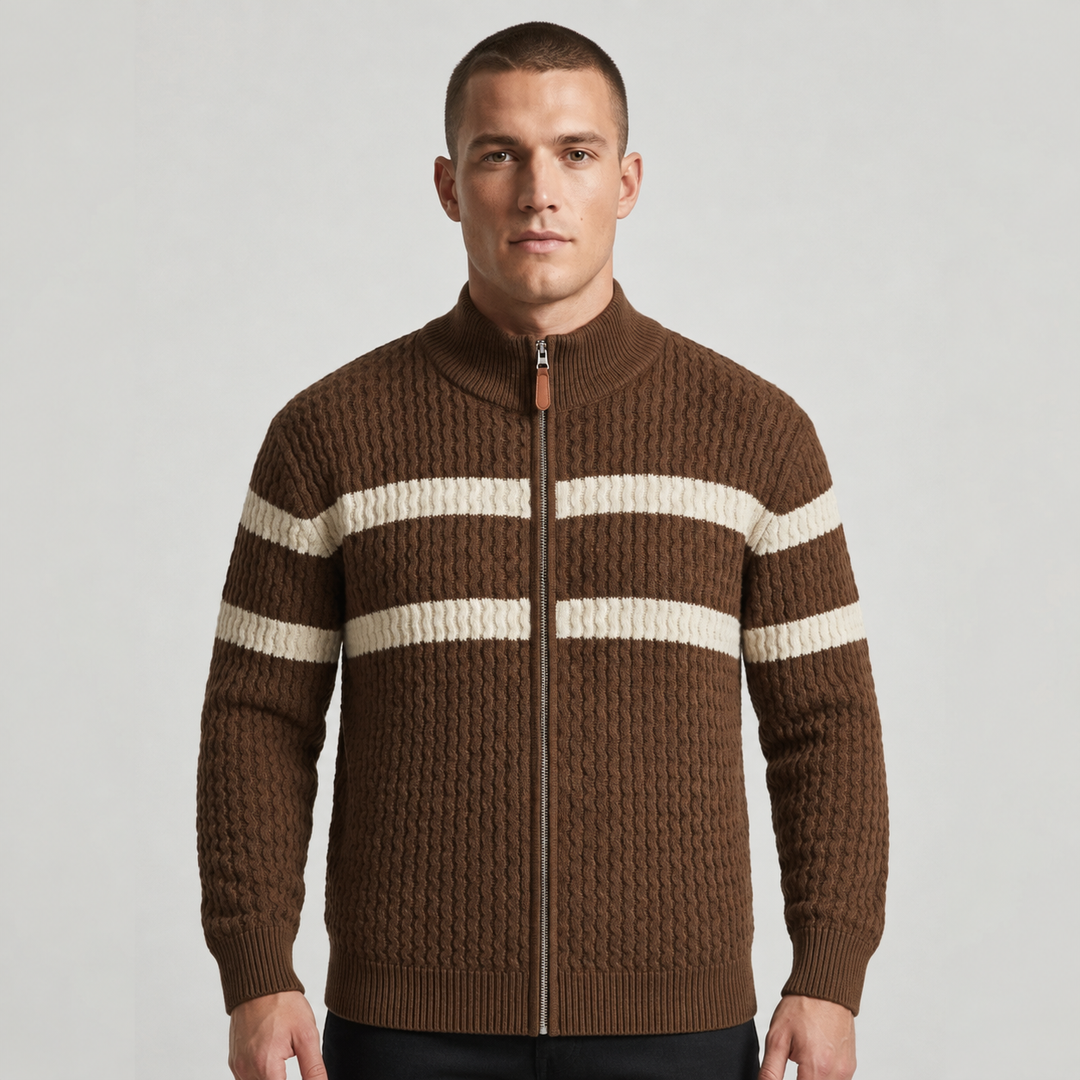 Loick - Cardigan in Maglia a Maniche Lunghe con Zip