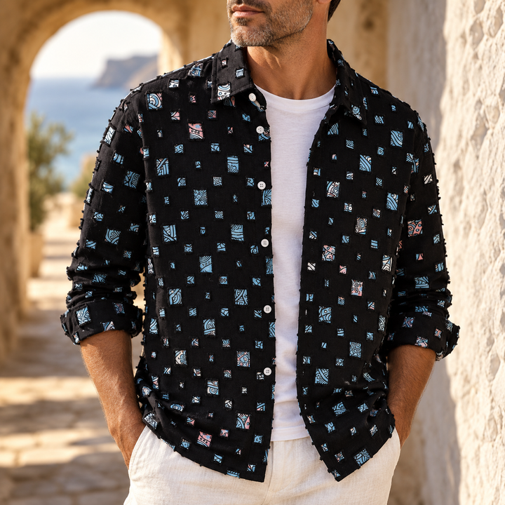 Lipsey - Camicia a Maniche Lunghe Abbottonata Con Motivo a Quadrati in Rilievo