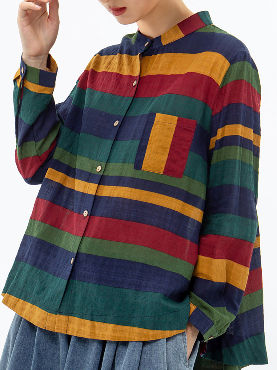 Aelina - Camicia a Maniche Lunghe a Righe