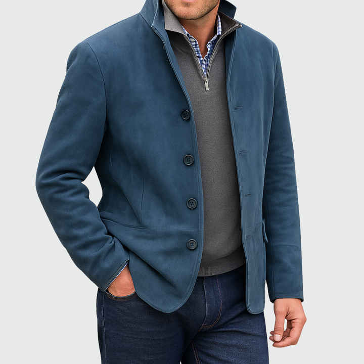 Ferdinando - Blazer Classico In Pelle Scamosciata Con Bottoni