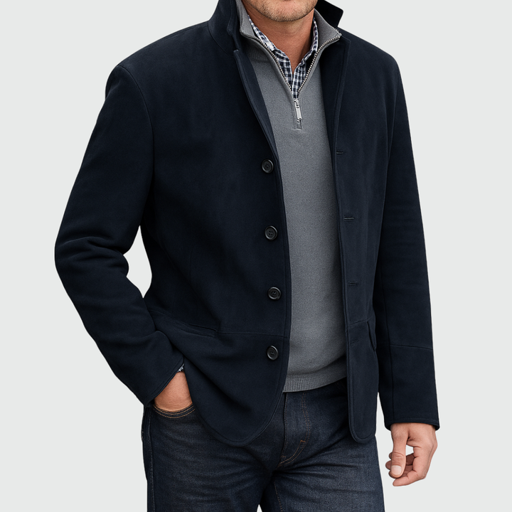 Ferdinando - Blazer Classico In Pelle Scamosciata Con Bottoni