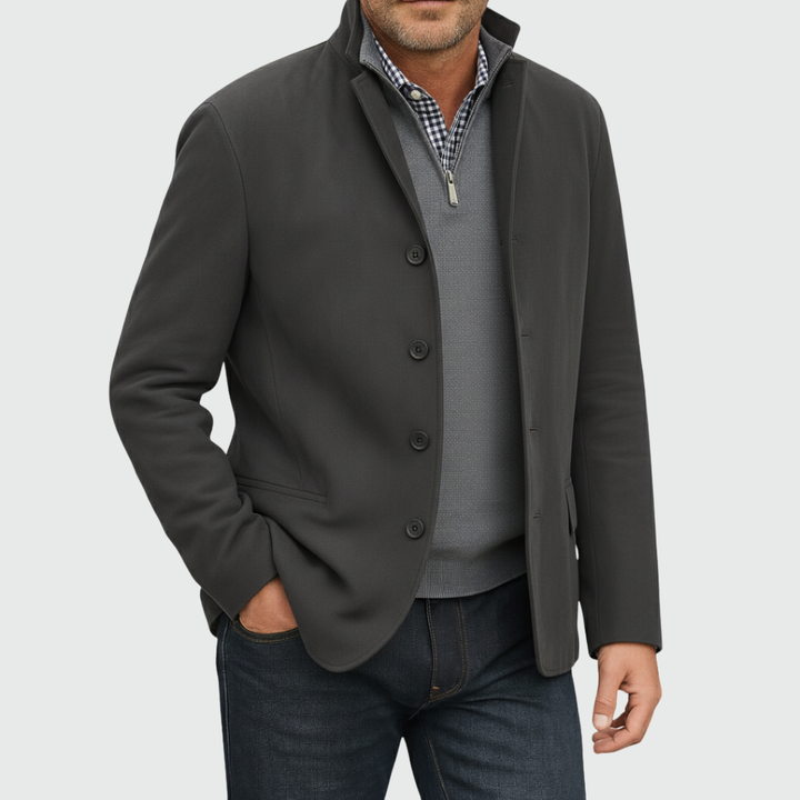 Ferdinando - Blazer Classico In Pelle Scamosciata Con Bottoni