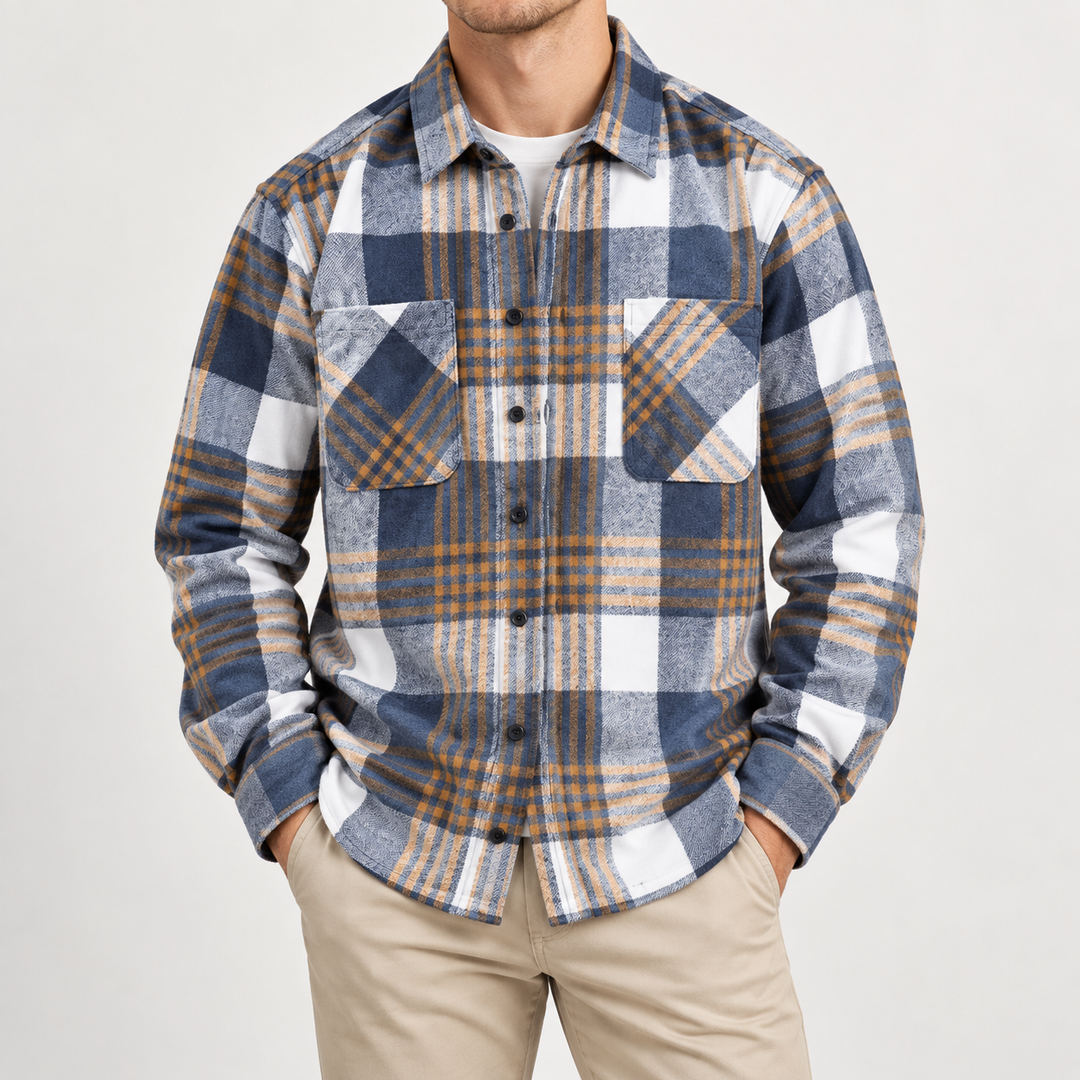 Joman - Camicia a Maniche Lunghe a Quadri Con Bottoni