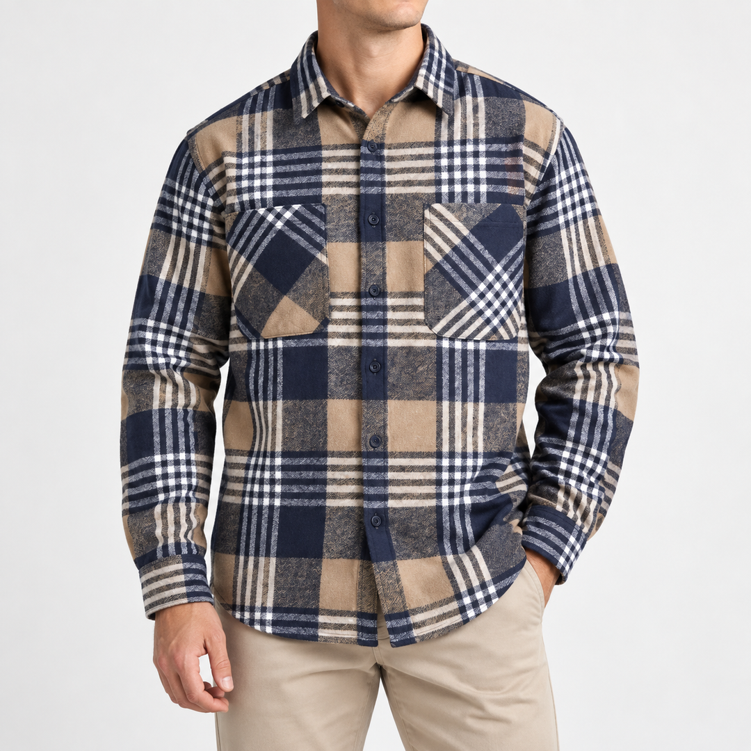 Joman - Camicia a Maniche Lunghe a Quadri Con Bottoni