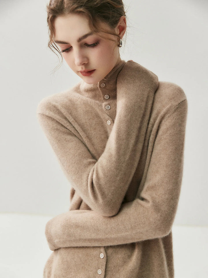 Areum - Cardigan in Cashmere a Maniche Lunghe Con Bottoni