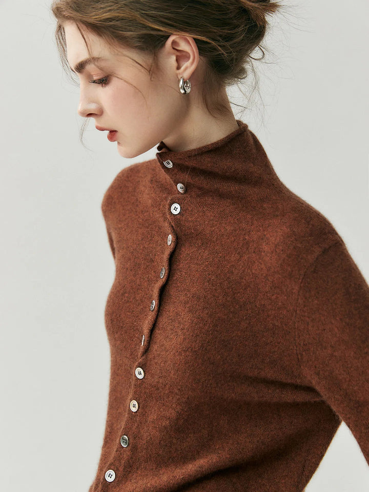 Areum - Cardigan in Cashmere a Maniche Lunghe Con Bottoni