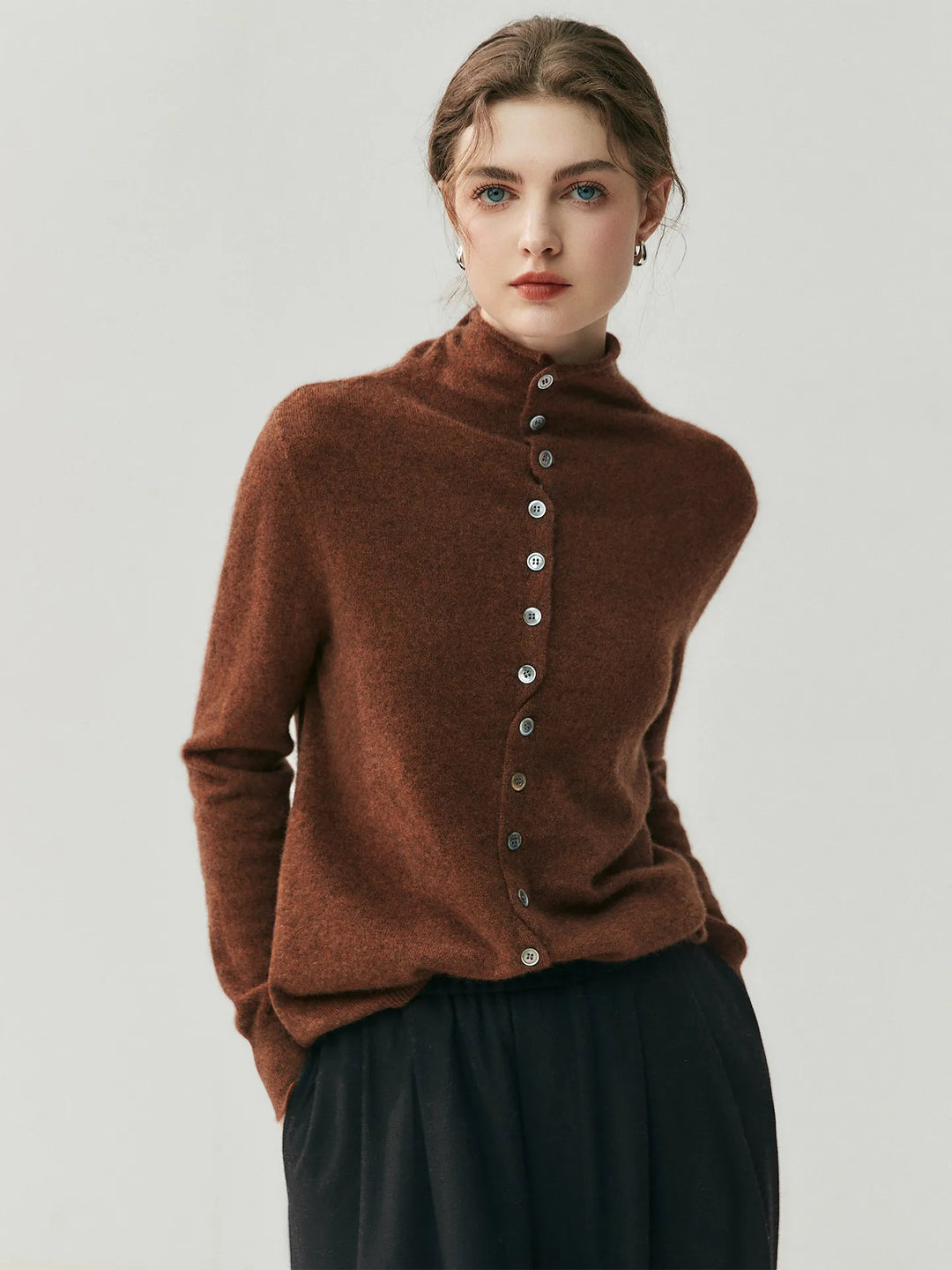 Areum - Cardigan in Cashmere a Maniche Lunghe Con Bottoni