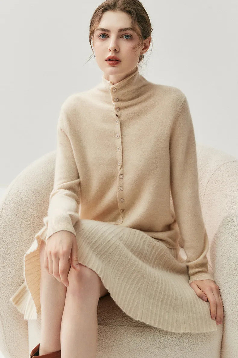 Areum - Cardigan in Cashmere a Maniche Lunghe Con Bottoni