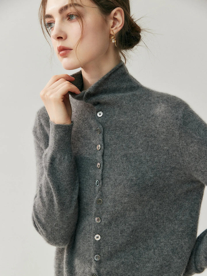 Areum - Cardigan in Cashmere a Maniche Lunghe Con Bottoni