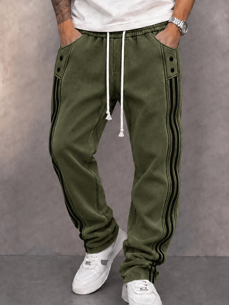 Danley - Pantaloni Jogger Casual in Finta Pelle Scamosciata Con Striscia Laterale