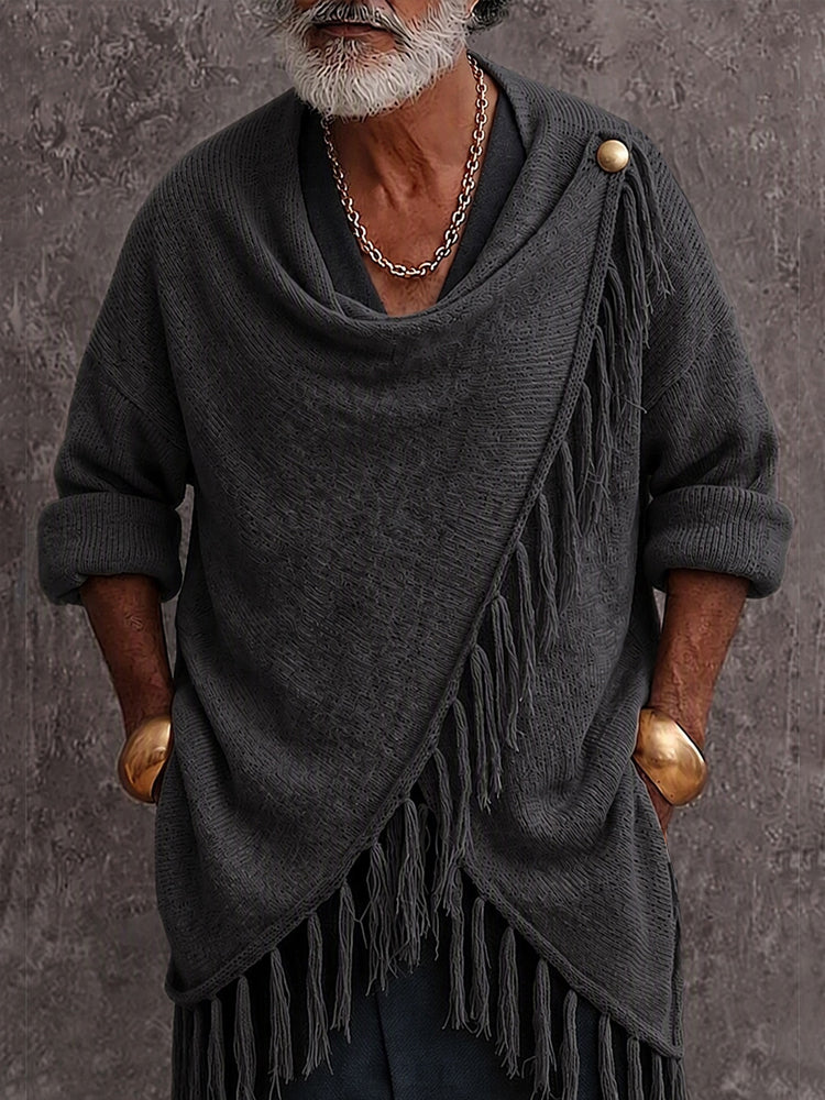 Makenley - Maglione in Maglia Dal Collo Drappeggiato Con Bordi Sfrangiati in Stile Casual