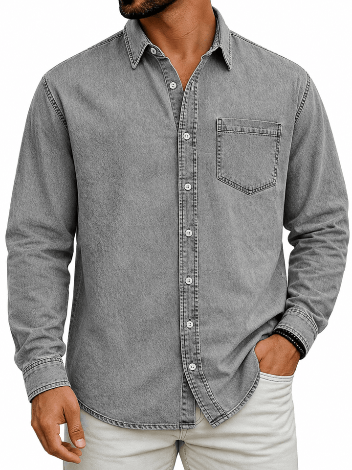Markrem - Camicia in Denim Con Tasca Frontale